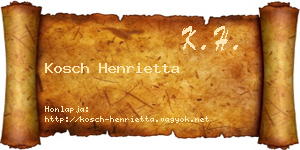 Kosch Henrietta névjegykártya